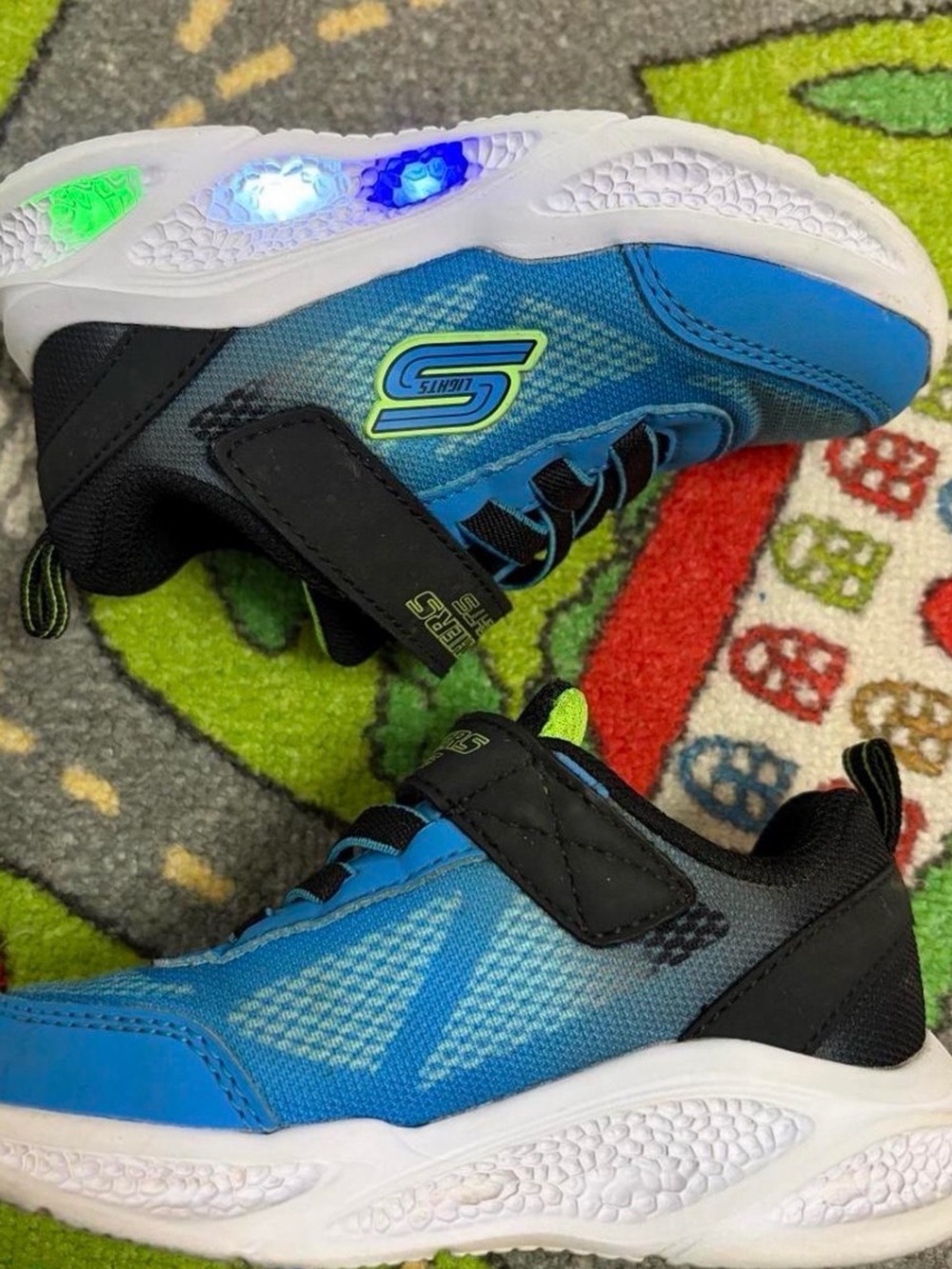 Skechers S-lights Kids Blue and Black Light-Up Sneakers